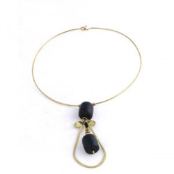 Brass Beaded Pendant Choker